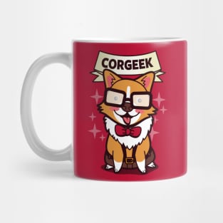 Funny Cute Kawaii Geek Corgi Dog Cartoon For Dog Lovers Mug